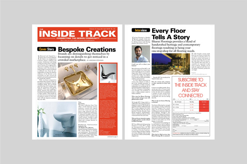 The Inside Track featured BFT's Every Floor Tells A Story in their April 2018 issue.